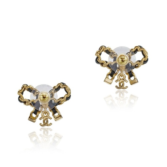 CHANEL LAMBSKIN BOW EARRINGS - Picture 3 of 3